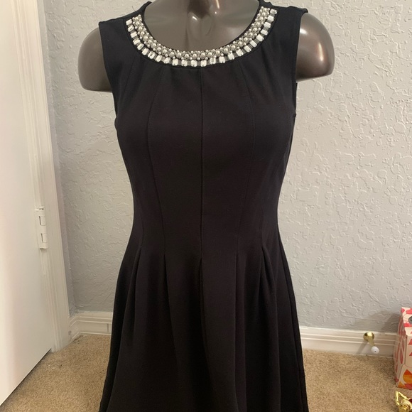 Monteau Dresses & Skirts - Black dress with gems on neckline
